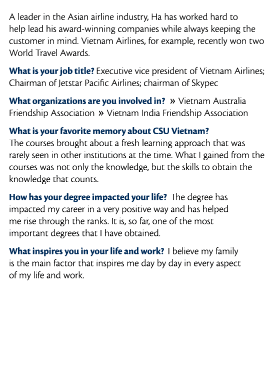  A leader in the Asian airline industry  Ha has worked hard to help lead his award-winning companies while always kee   