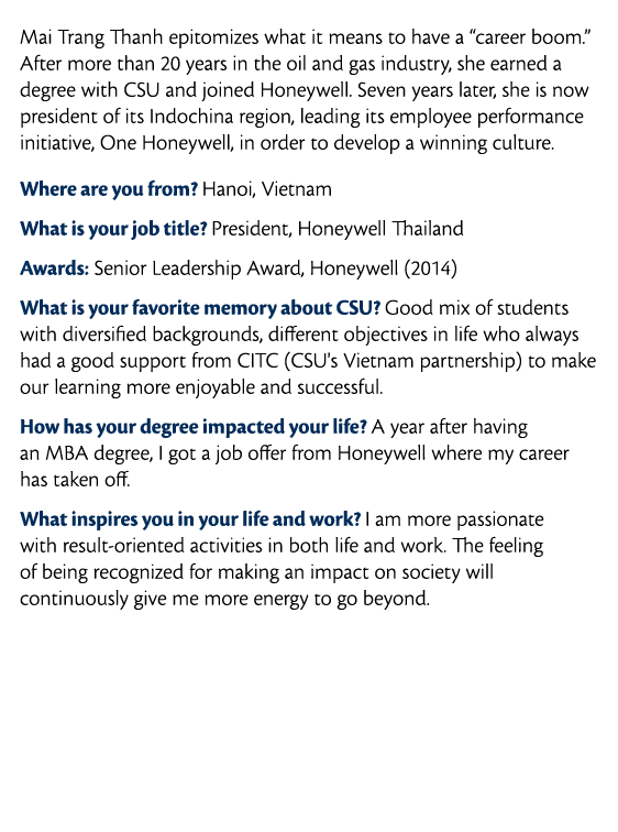  Mai Trang Thanh epitomizes what it means to have a  career boom   After more than 20 years in the oil and gas indust   